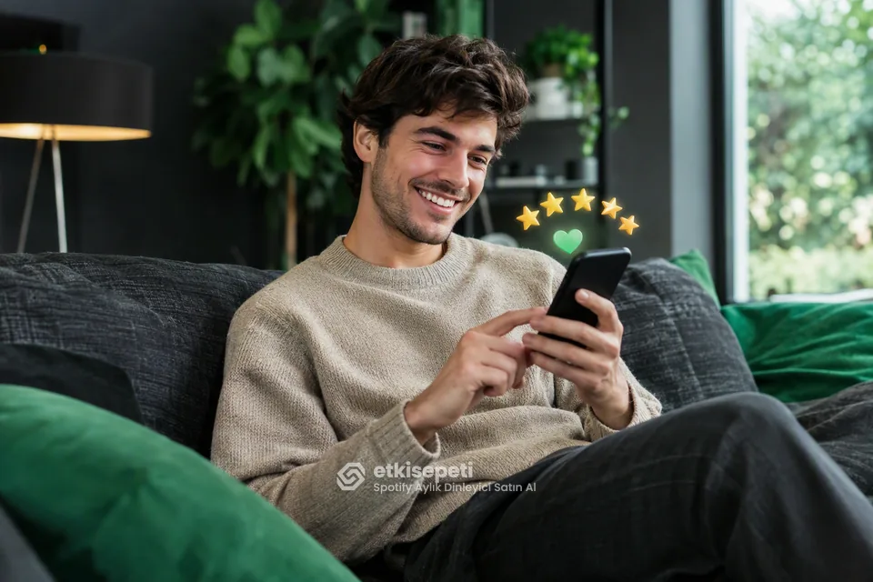 Spotify Aylık Dinleyici hizmetini değerlendiren memnun bir kullanıcı