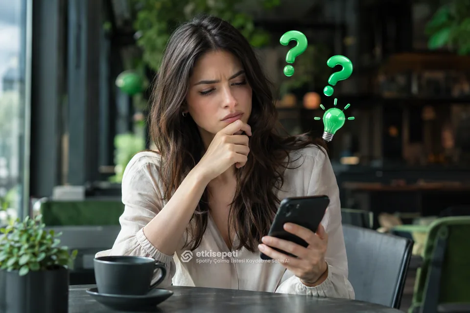 Spotify Çalma Listesi Kaydetme satın almadan önce sorularını düşünen bir kullanıcı