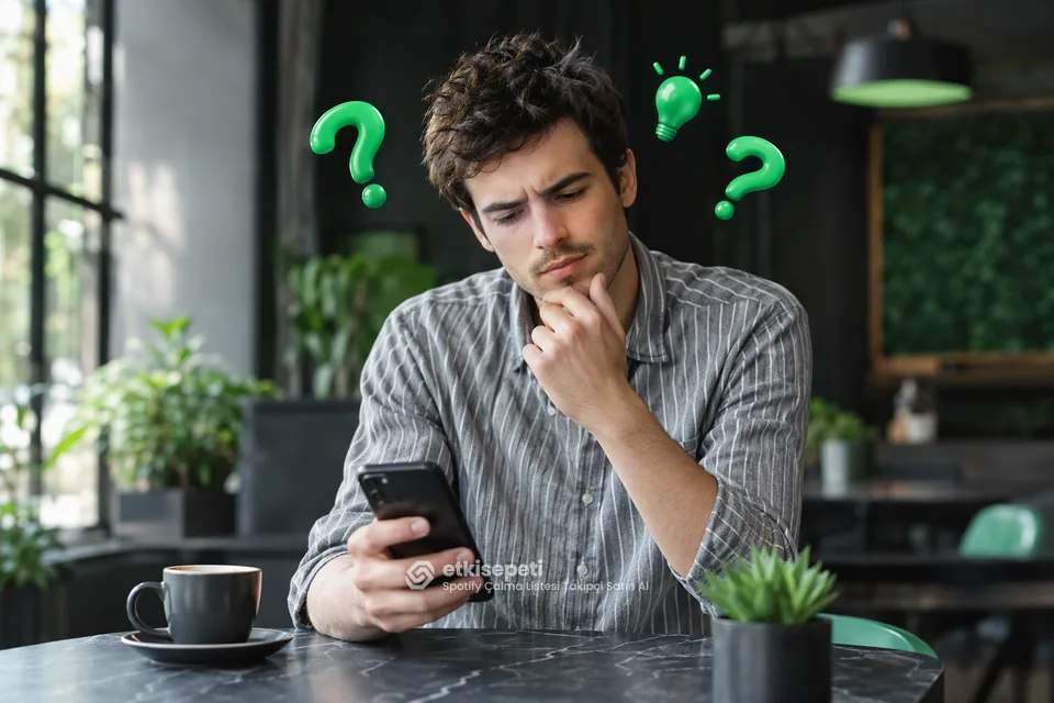 Spotify Çalma Listesi Takipçi satın almadan önce sorularını düşünen bir kullanıcı
