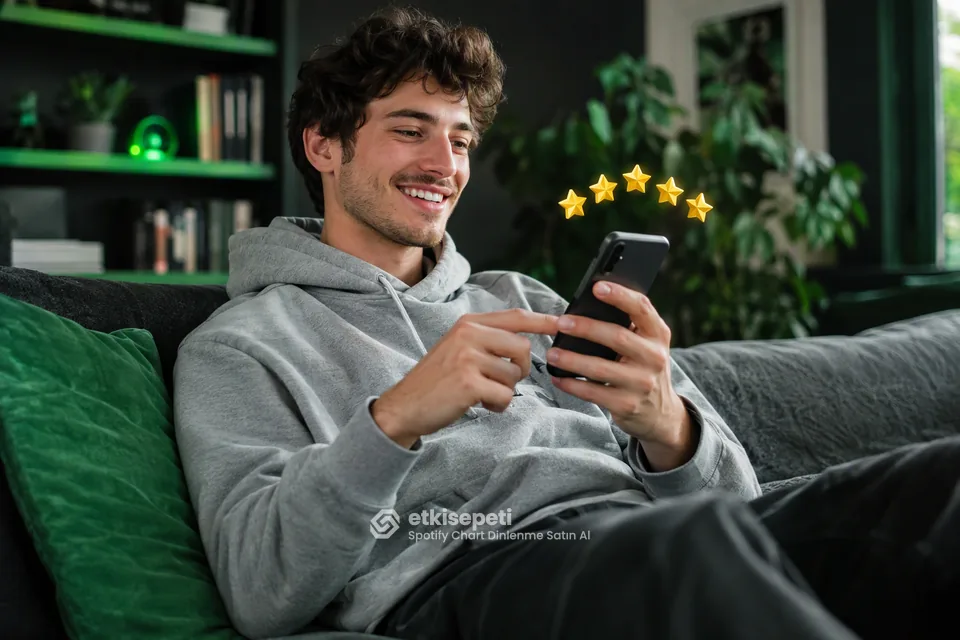 Spotify Chart Dinlenme hizmetini değerlendiren memnun bir kullanıcı