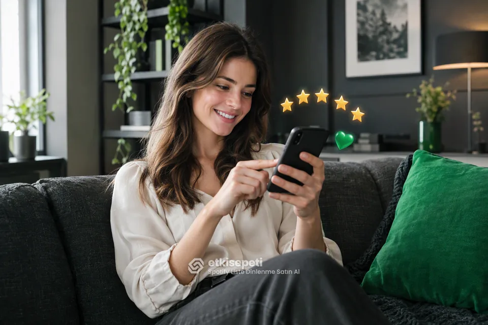 Spotify Liste Dinlenme hizmetini değerlendiren memnun bir kullanıcı