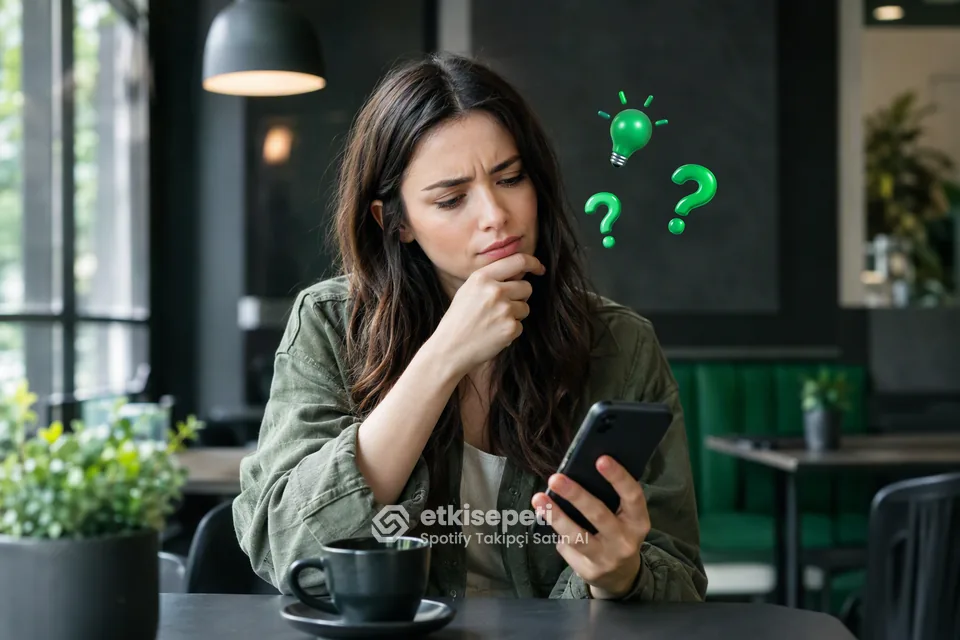 Spotify Takipçi satın almadan önce sorularını düşünen bir kullanıcı