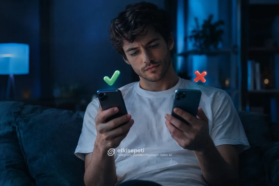 İki seçeneği karşılaştırarak Telegram Gönderi Paylaşım için site seçen bir kullanıcı