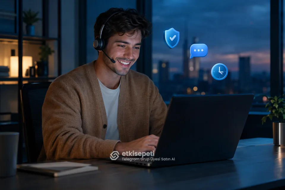 Destek uzmanı Telegram Grup Üyesi siparişlerini panelden takip ediyor