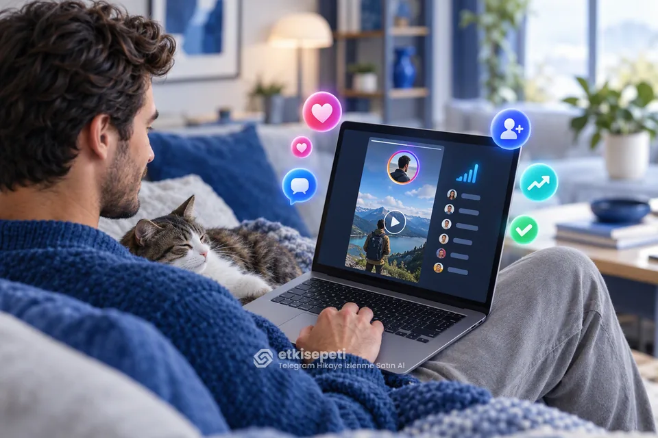 Telegram Hikaye İzlenme Satın Al ile sosyal kanıtı gösteren hikaye sahnesi