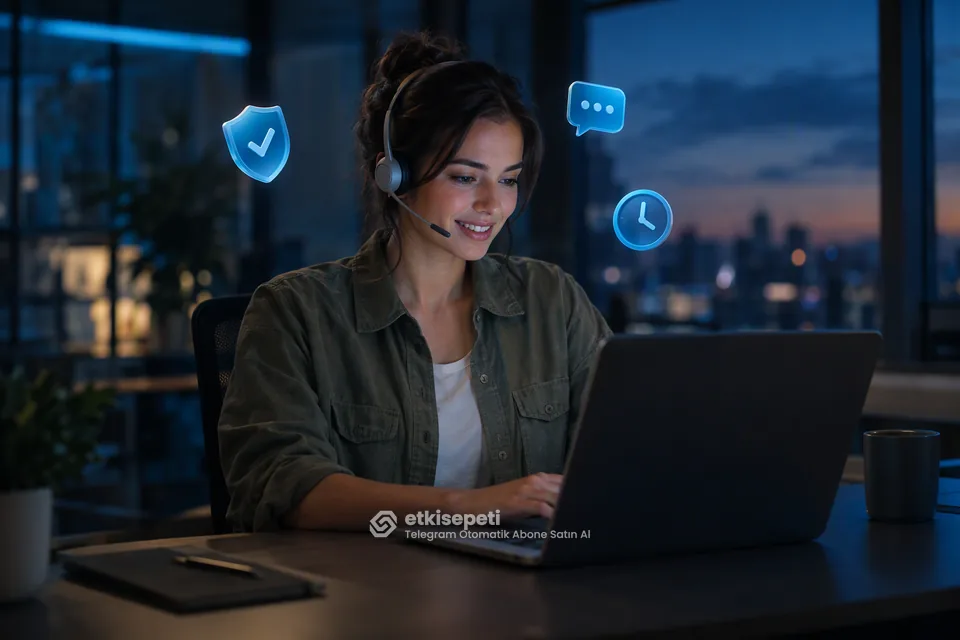Destek uzmanı Telegram Otomatik Abone siparişlerini panelden takip ediyor