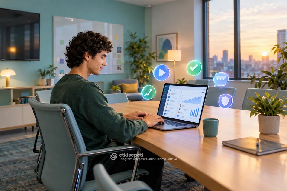 Telegram Otomatik Görüntülenme için tutarlı görünüm ve sınırlı etkiyi gösteren 3D sahne