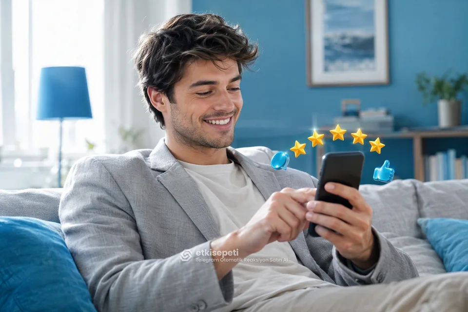 Telegram Otomatik Reaksiyon hizmetini değerlendiren memnun bir kullanıcı