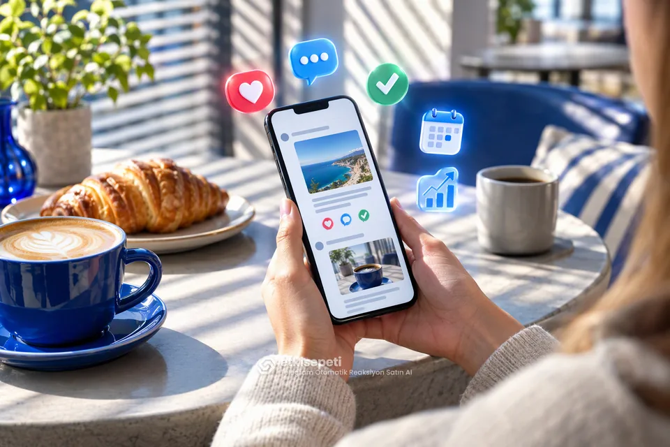 Telegram Otomatik Reaksiyon için düzenli gönderi akışında dağılan tepki simgeleri
