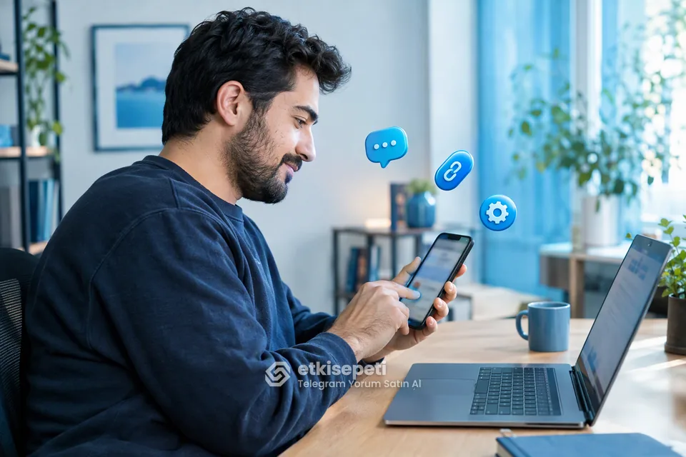 Telefonda Telegram kanal ayarlarından tartışma grubu bağlayan kişi