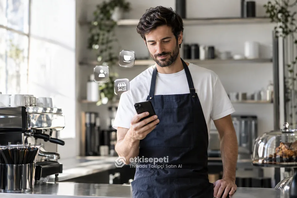 Threads takipçi satın al hizmetini yeni açtığı marka profili için değerlendiren küçük işletme sahibi