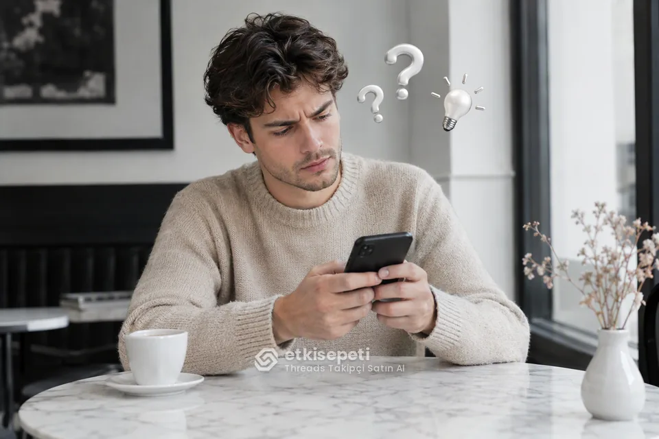 Threads Takipçi satın almadan önce sorularını düşünen bir kullanıcı