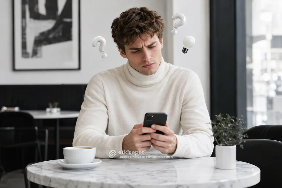 Threads Yeniden Paylaşım satın almadan önce sorularını düşünen bir kullanıcı