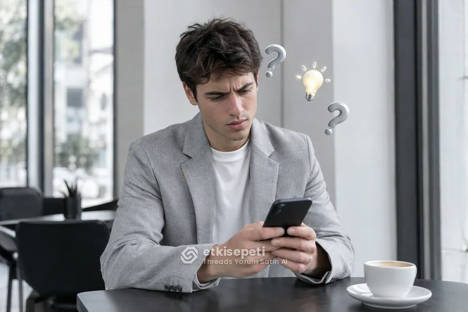 Threads Yorum satın almadan önce sorularını düşünen bir kullanıcı