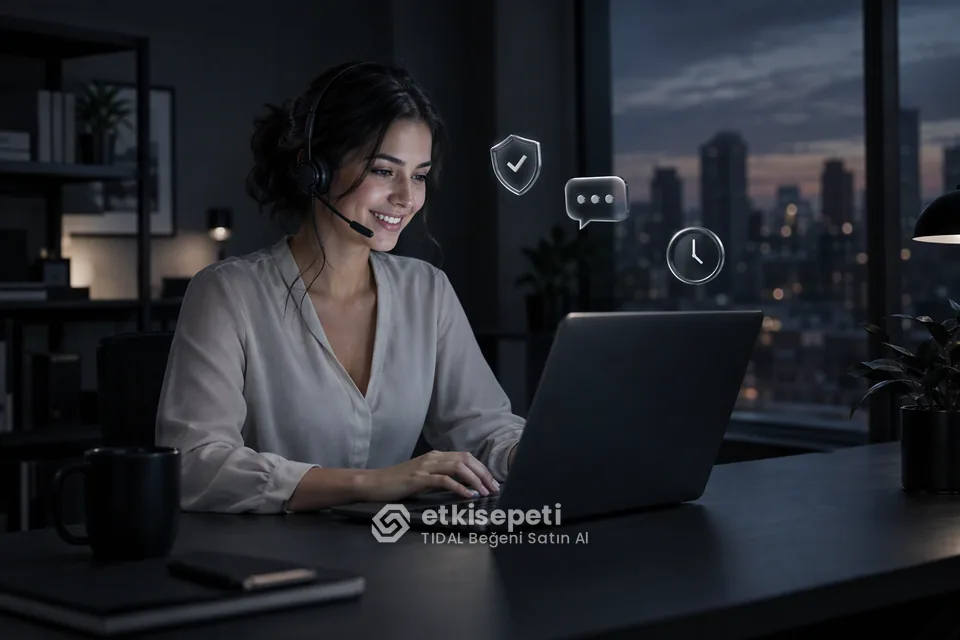 Destek uzmanı TIDAL Beğeni siparişlerini panelden takip ediyor