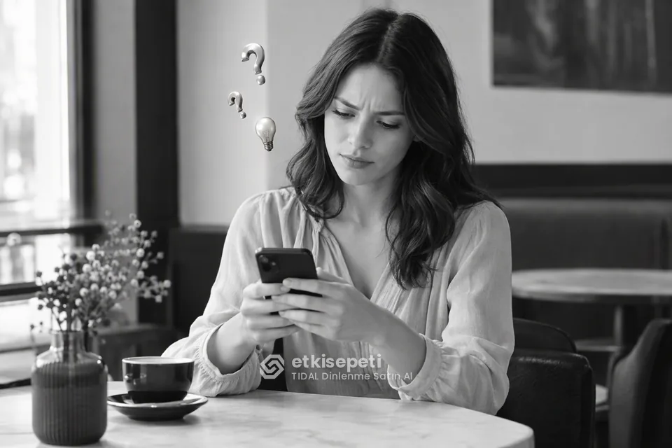 TIDAL Dinlenme satın almadan önce sorularını düşünen bir kullanıcı