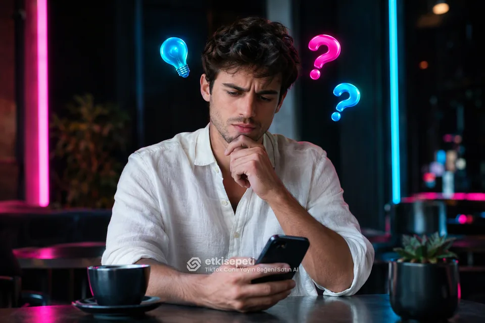 TikTok Canlı Yayın Beğeni satın almadan önce sorularını düşünen bir kullanıcı