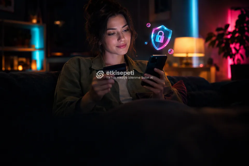 Kart ve telefonla güvenli ödeme yapan bir kullanıcı