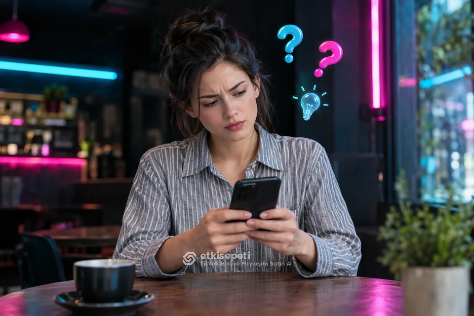 TikTok Hikaye Paylaşım satın almadan önce sorularını düşünen bir kullanıcı