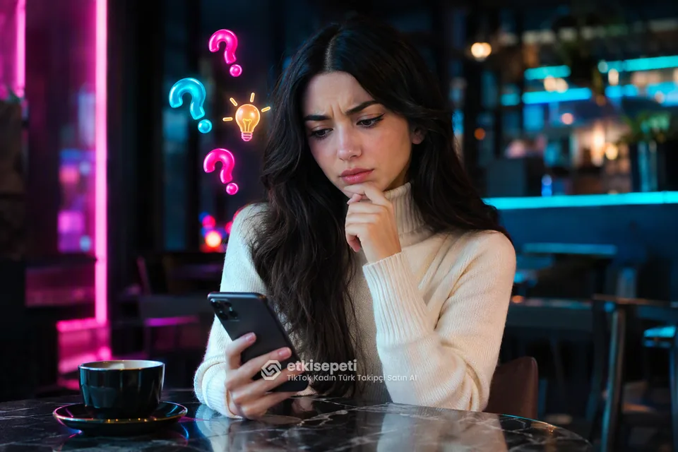 TikTok Kadın Türk Takipçi satın almadan önce sorularını düşünen bir kullanıcı