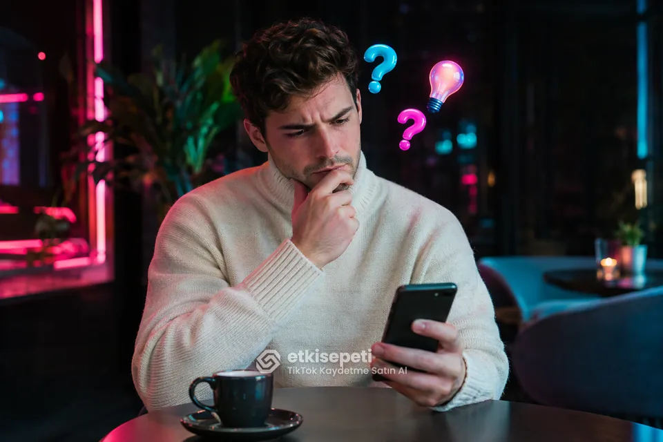 TikTok Kaydetme satın almadan önce sorularını düşünen bir kullanıcı