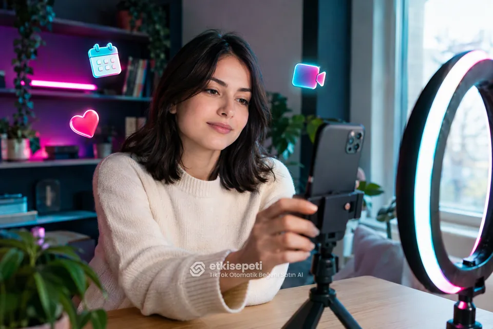 TikTok otomatik beğeni satın al paketiyle yeni videosunu paylaşmaya hazırlanan bir içerik üreticisi