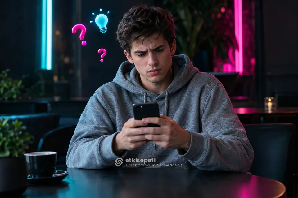 TikTok Otomatik İzlenme satın almadan önce sorularını düşünen bir kullanıcı