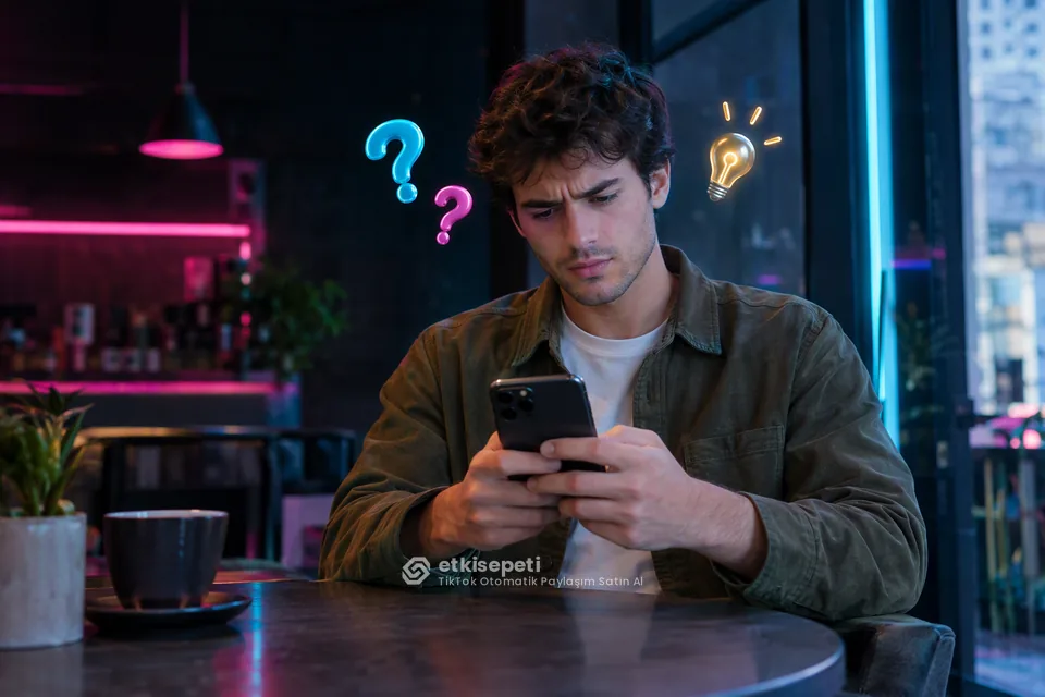 TikTok Otomatik Paylaşım satın almadan önce sorularını düşünen bir kullanıcı