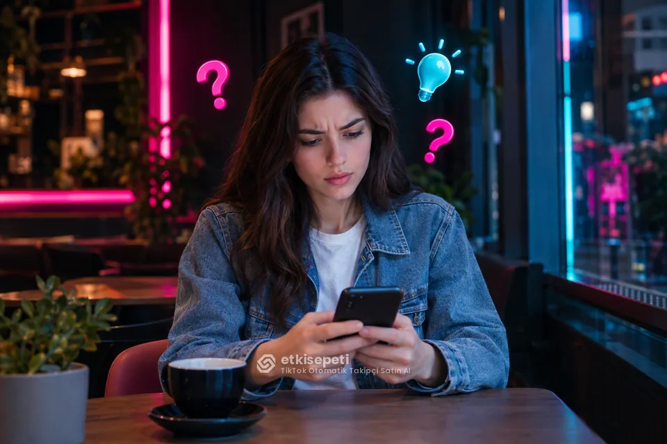 TikTok Otomatik Takipçi satın almadan önce sorularını düşünen bir kullanıcı