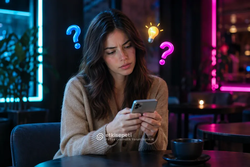 TikTok Otomatik Yorum satın almadan önce sorularını düşünen bir kullanıcı