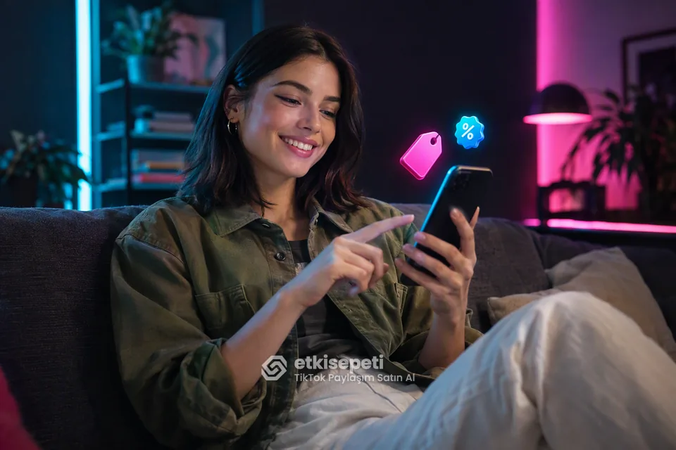 TikTok Paylaşım paket fiyatlarını inceleyen bir kullanıcı