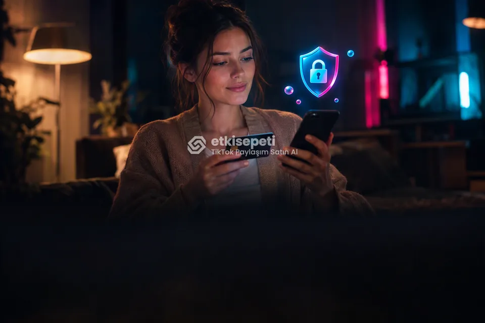 Kart ve telefonla güvenli ödeme yapan bir kullanıcı