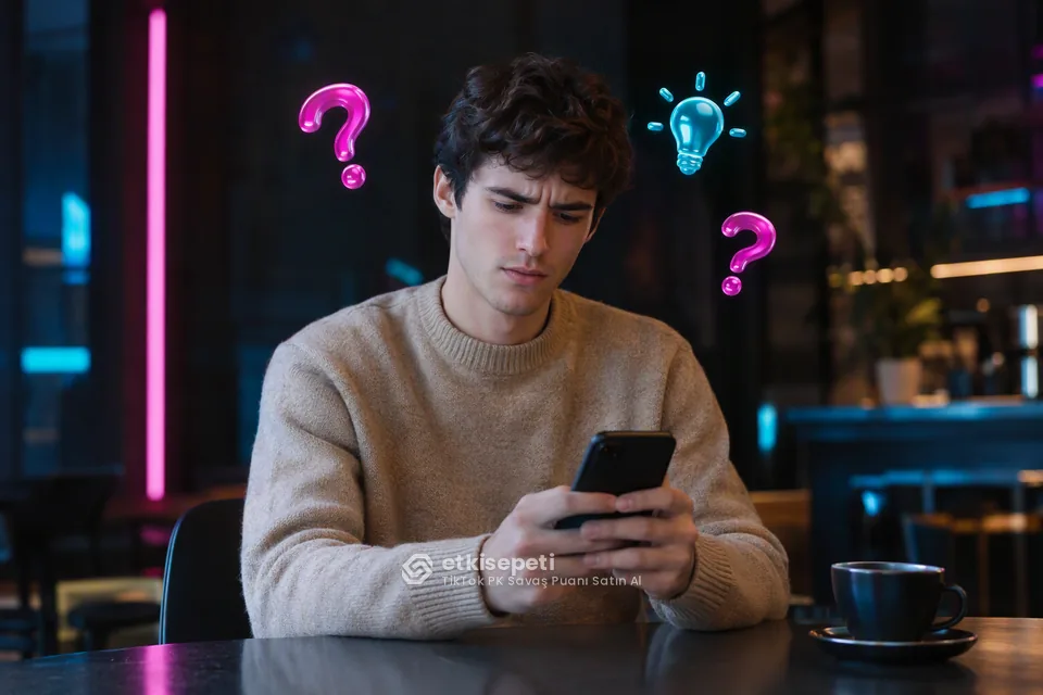 TikTok PK Savaş Puanı satın almadan önce sorularını düşünen bir kullanıcı