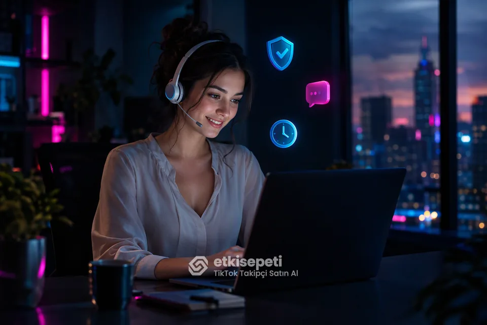 Destek uzmanı TikTok Takipçi siparişlerini panelden takip ediyor