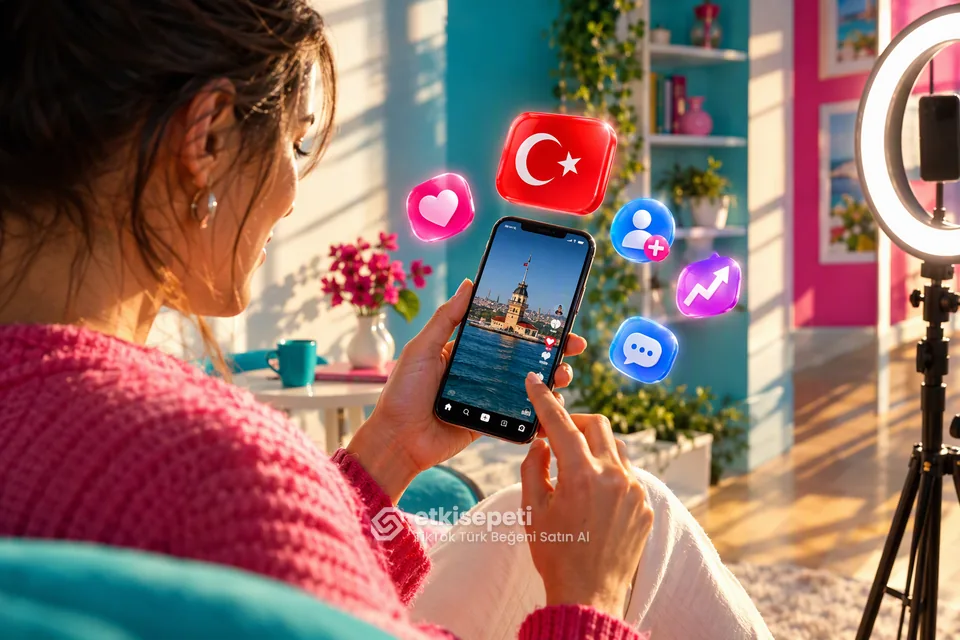 TikTok Türk Beğeni ile standart, hikaye ve canlı yayın seçeneklerini karşılaştıran sahne