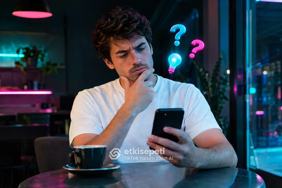 TikTok Yorum satın almadan önce sorularını düşünen bir kullanıcı
