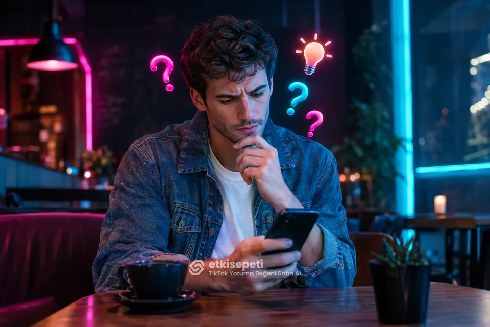 TikTok Yoruma Beğeni satın almadan önce sorularını düşünen bir kullanıcı