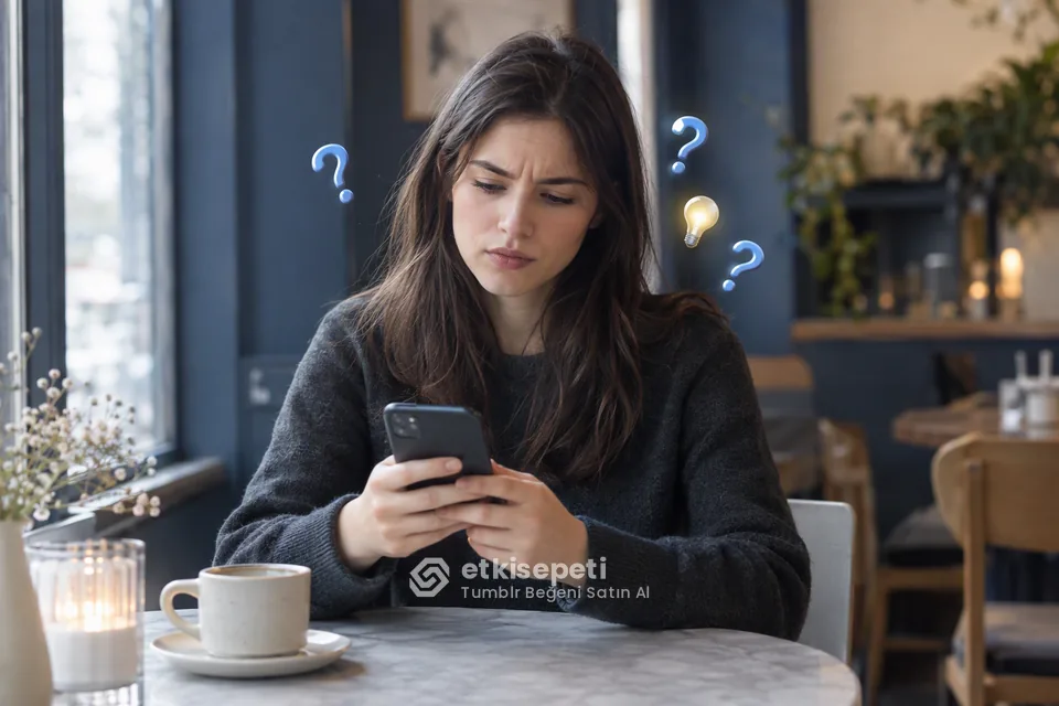 Tumblr Beğeni satın almadan önce sorularını düşünen bir kullanıcı