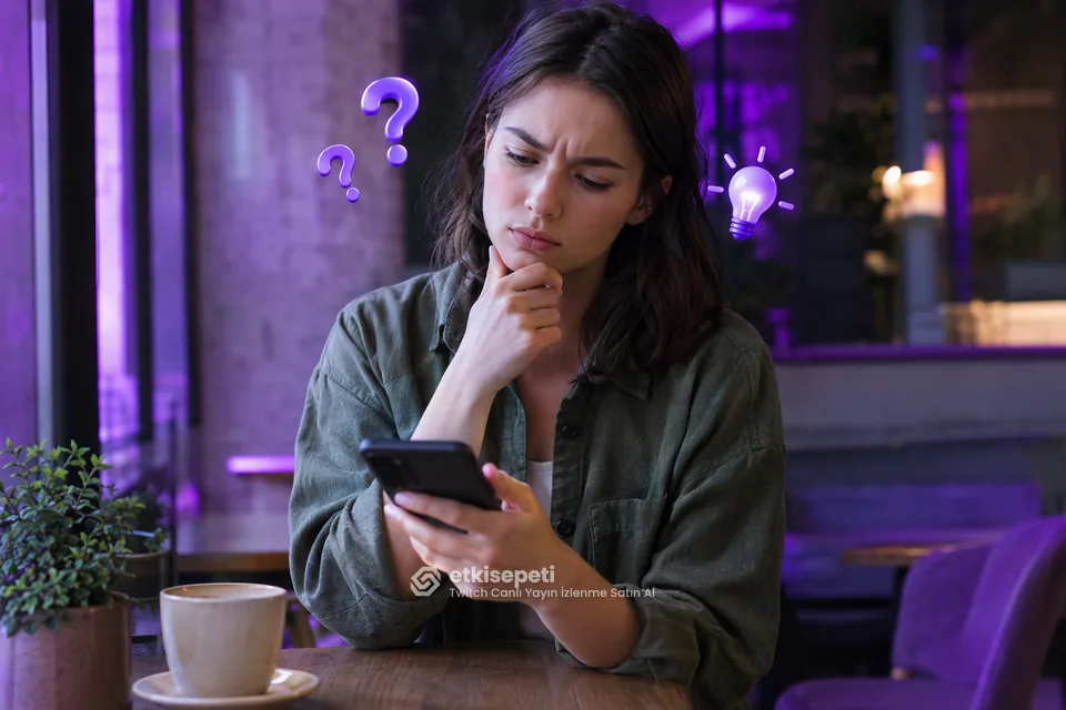 Twitch Canlı Yayın İzlenme satın almadan önce sorularını düşünen bir kullanıcı