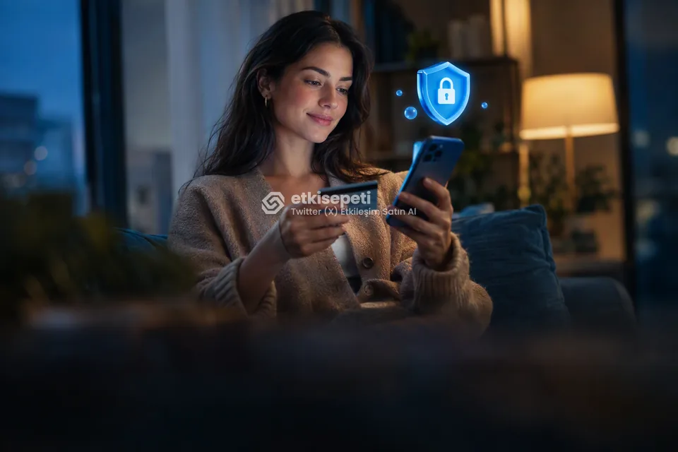 Kart ve telefonla güvenli ödeme yapan bir kullanıcı