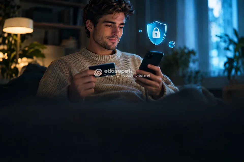 Kart ve telefonla güvenli ödeme yapan bir kullanıcı