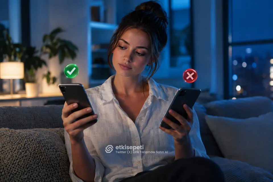 İki seçeneği karşılaştırarak Twitter (X) Link Tıklaması için site seçen bir kullanıcı