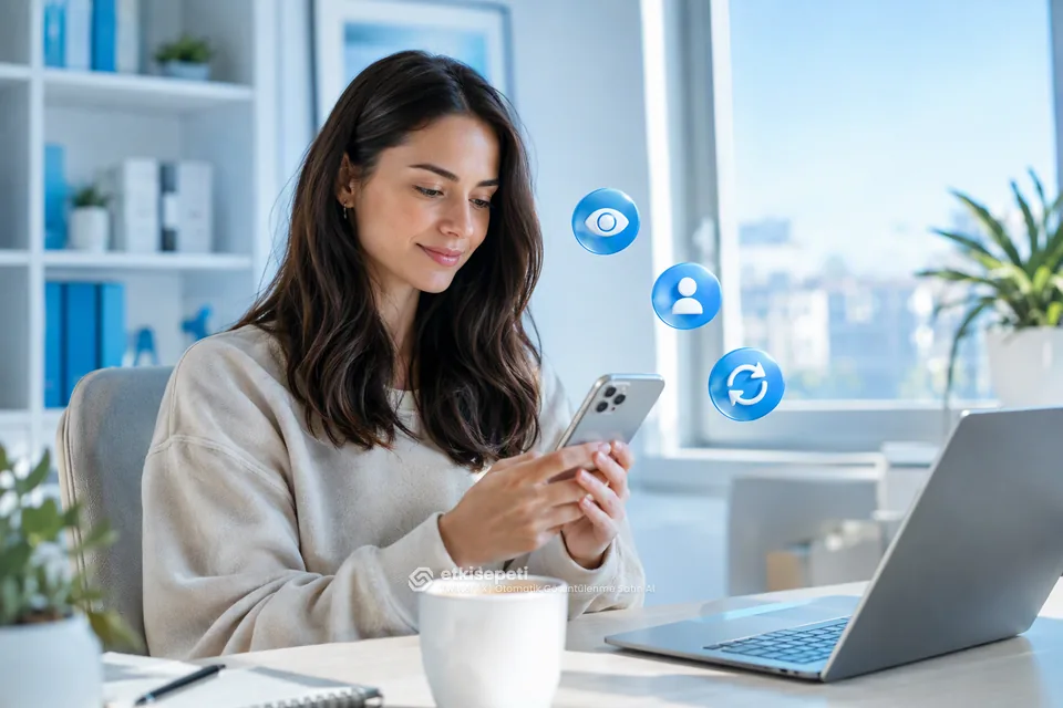 Twitter (X) otomatik görüntülenme satın al öncesinde telefonunda profil bağlantısı ile tek tweet seçeneğini karşılaştıran bir içerik üreticisi