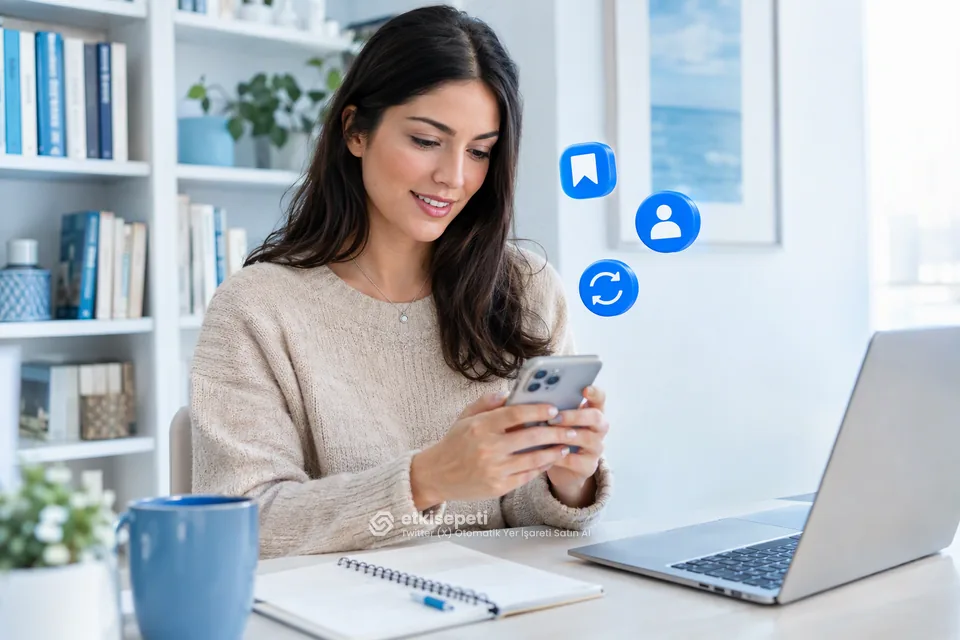 Telefonda X profilini açıp yeni tweet yazan genç kadın
