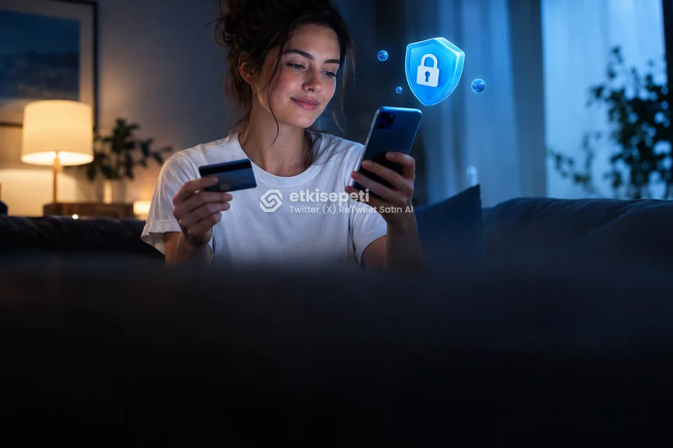 Kart ve telefonla güvenli ödeme yapan bir kullanıcı