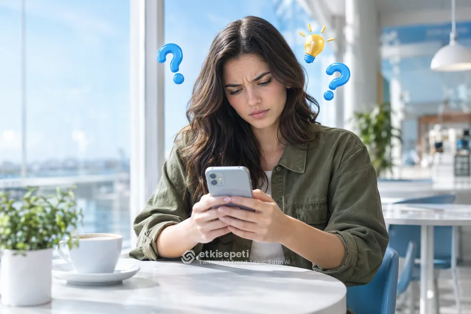 Twitter (X) Trend Topic satın almadan önce sorularını düşünen bir kullanıcı
