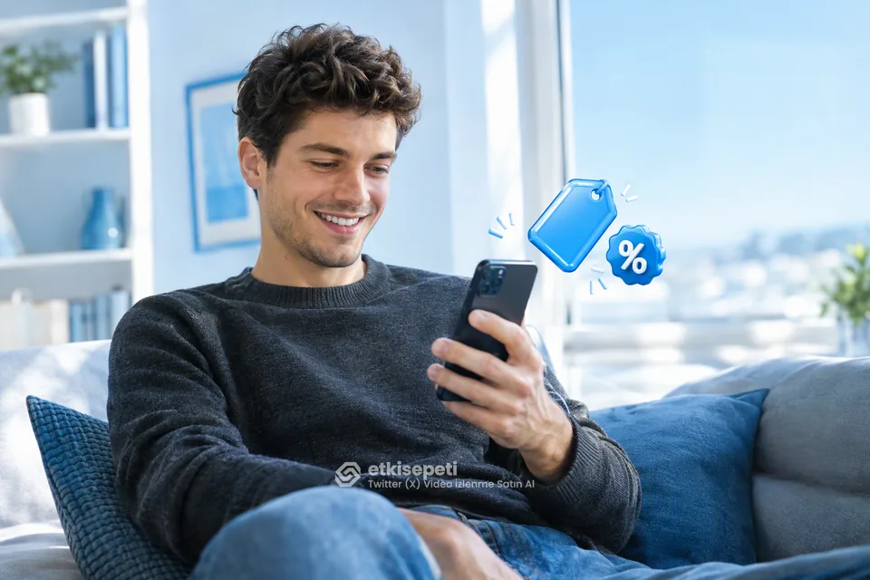 Twitter (X) Video İzlenme paket fiyatlarını inceleyen bir kullanıcı