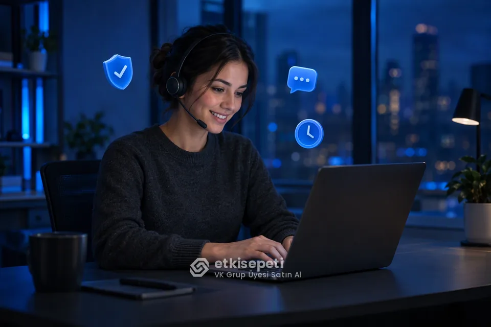 Destek uzmanı VK Grup Üyesi siparişlerini panelden takip ediyor