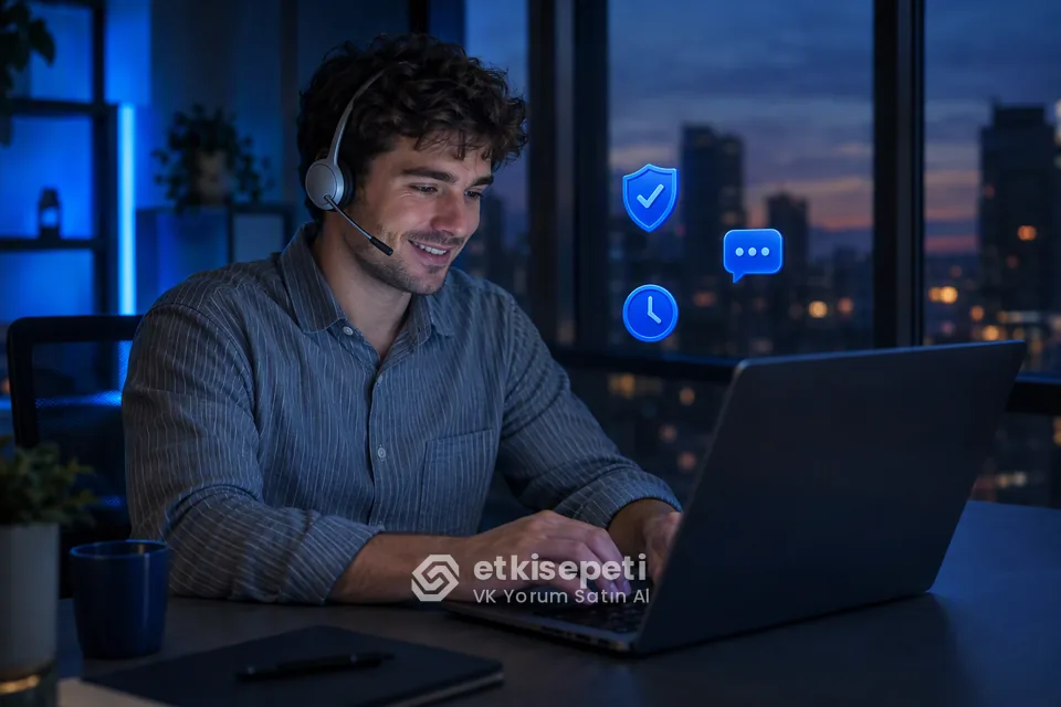 Destek uzmanı VK Yorum siparişlerini panelden takip ediyor