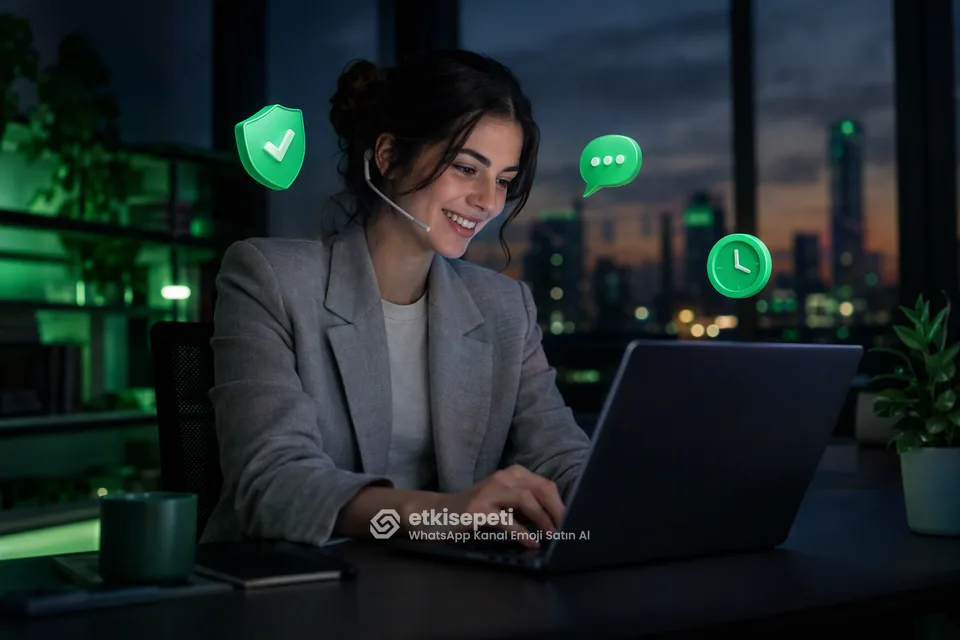Destek uzmanı WhatsApp Kanal Emoji siparişlerini panelden takip ediyor